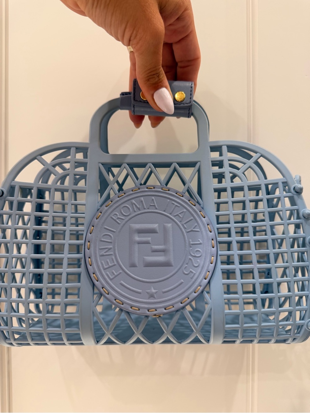 Fendi Light Blue Roma Small Basket Tote